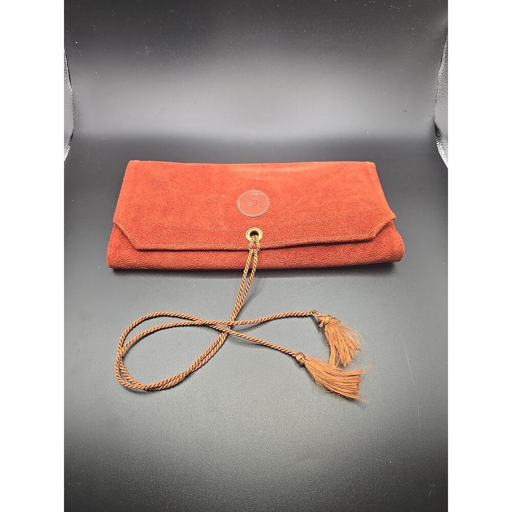 Vintage Chestnut Brown Suede‎ travel jewelry case